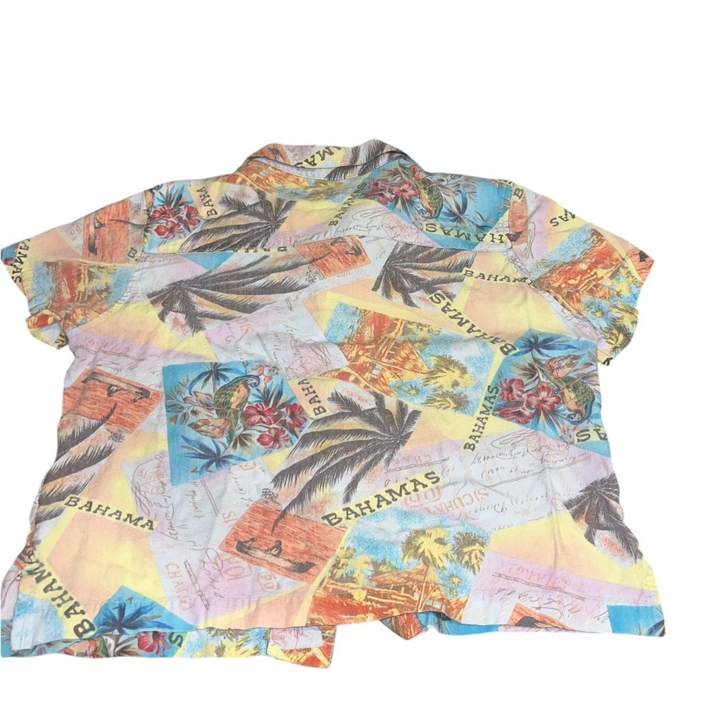 Caribbean Joe Multicolor Tropical Print Men's Shirt - Picture 3 of 5
